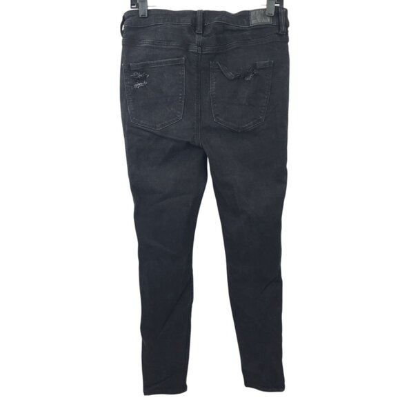 American Eagle Next Level Stretch Hi Rise Jegging Women 12 Jeans Distressed Blac - Picture 2 of 16